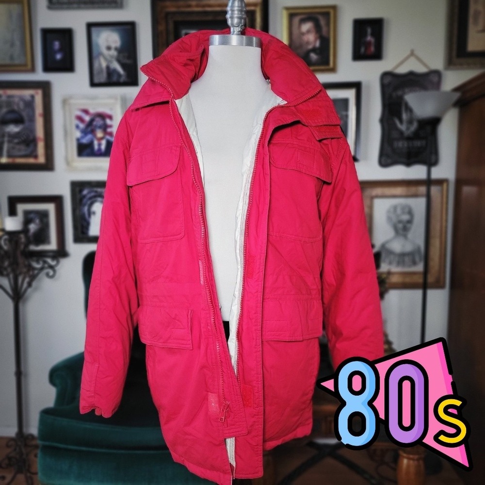 Penfield Red Puffer‎ Parka Jacket Goose Down Vintage 80s Mens Medium Hooded Coat
